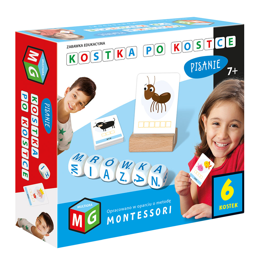 Montessori zabawka edukacyjna kostka po kostce  pisanie  6 kostek