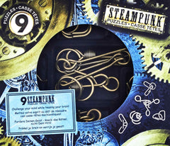 Łamigłówki metalowe Steampunk zestaw niebieski 9 szt.