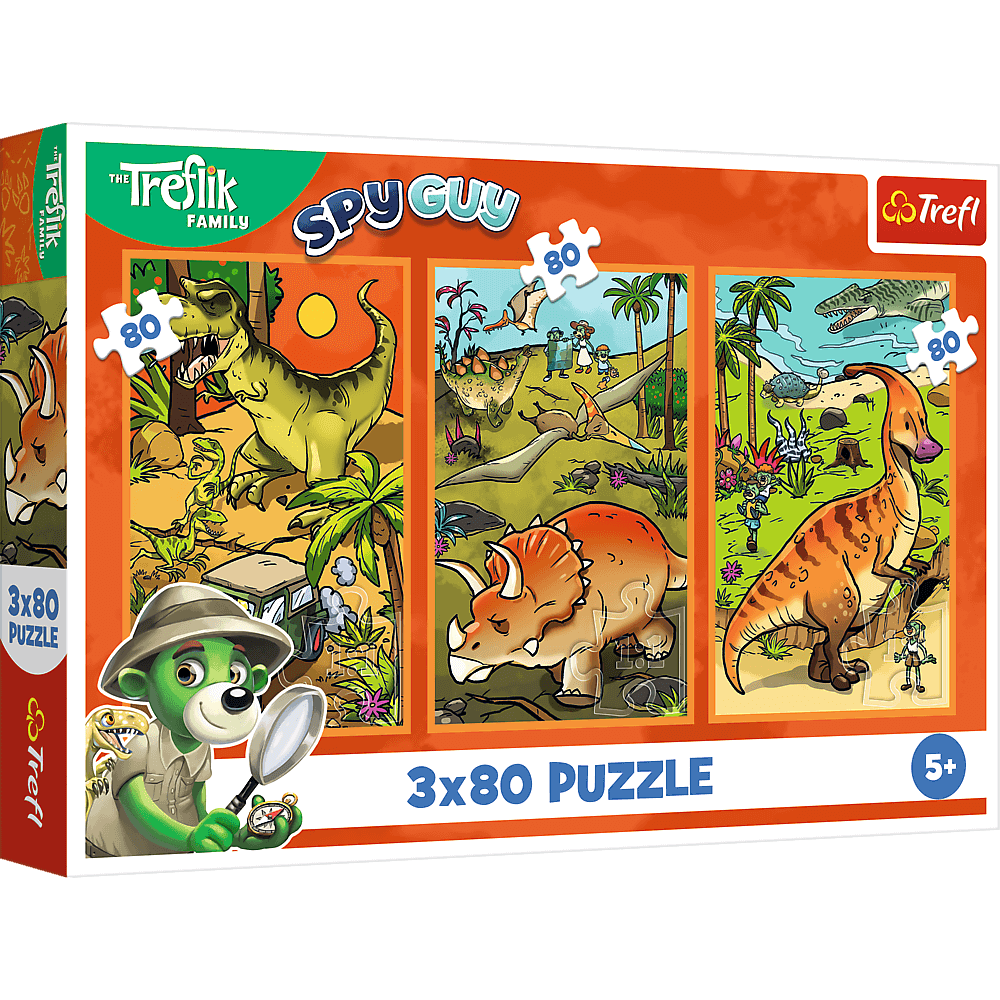 Puzzle 3x80 Trefliki w świecie dinozaurów 34888