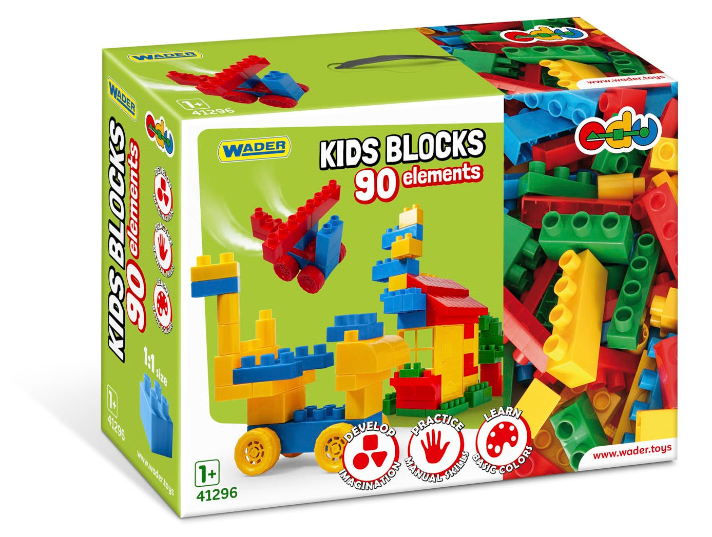 Klocki 90 elementów Kids Blocks w pojemniku 41296