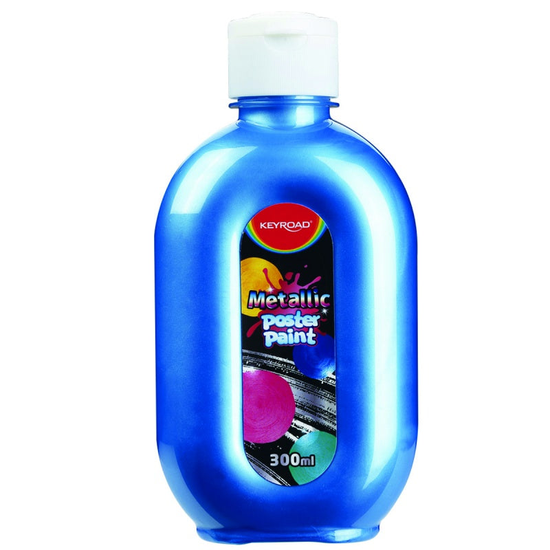 Farba plakatowa 300ml KEYROAD metaliczna niebieska