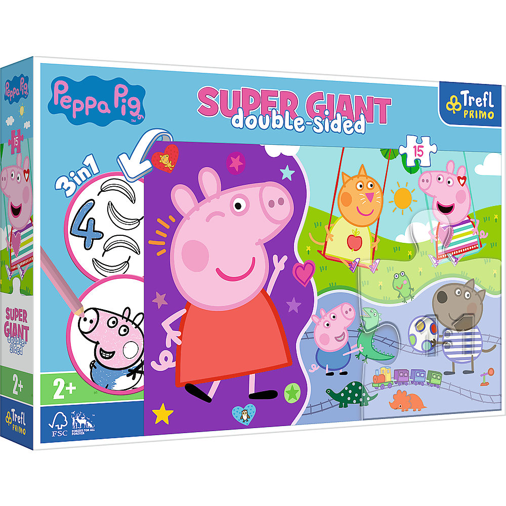Puzzle 15 Super Giant Poznaj wesołą Świnkę Peppę 42003
