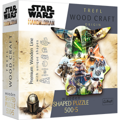 Puzzle 500+5 Puzzle Drewniane konturowe Tajemniczy Grogu  Star Wars The Mandalorian
