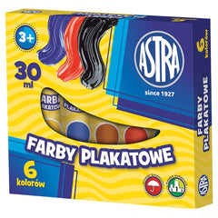 Farby plakatowe w tubach Astra 6 kolorów 30 ml
