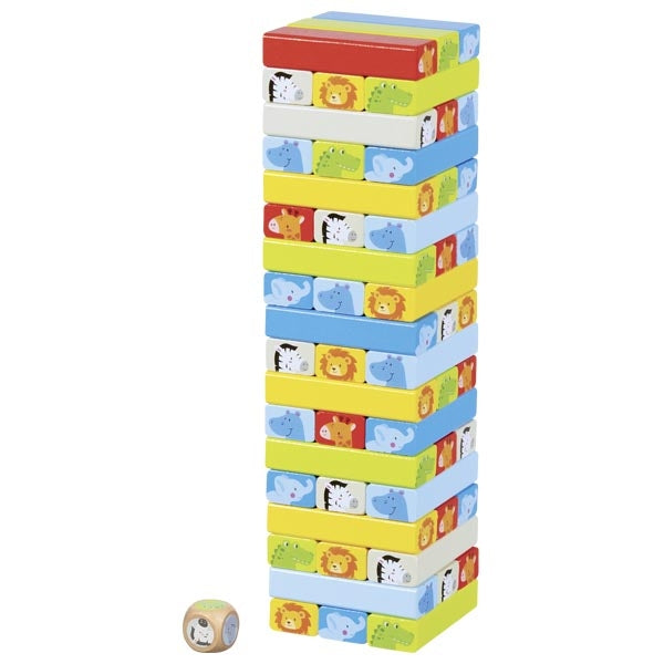 Wieża do układania typu jenga z motywami zwierząt Goki