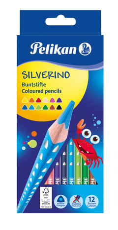 Kredki ołówkowe trójkątne silverino 12 kolorów Pelikan