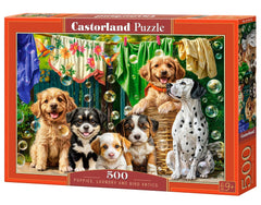 Puzzle 500 Puppies Laundry and Bird Antics B-54152