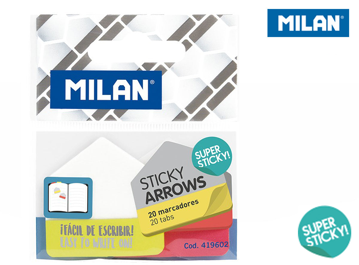 Indeksy transparentne Milan strzałki SUPER STICKY 20 szt.