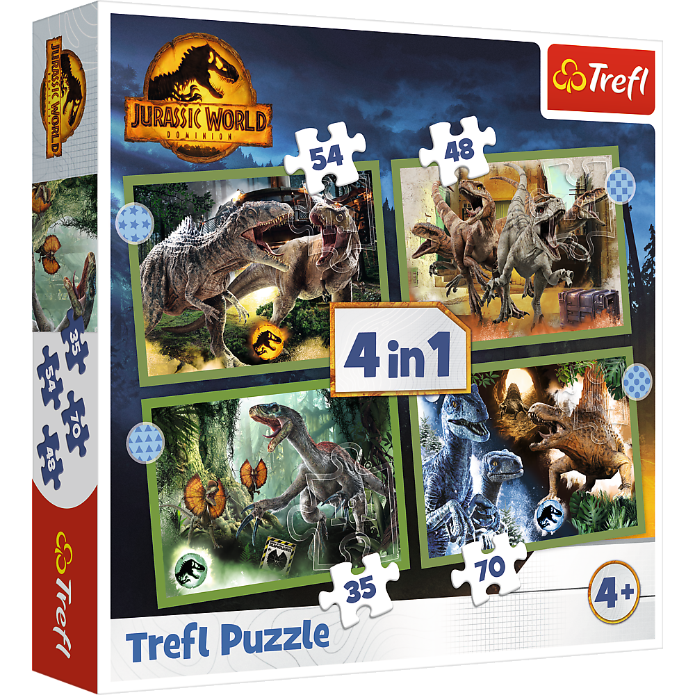 Puzzle 4w1 (35,48,64,70)  Groźne dinozaury Jurassic World 34607
