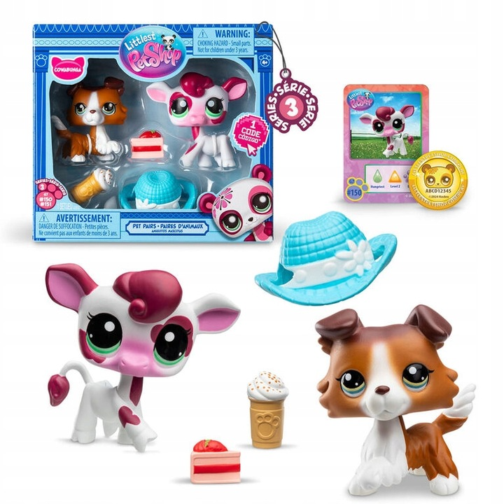 Littlest Pet Shop Zestaw figurek Krowa i Piesek + akcesoria seria 3