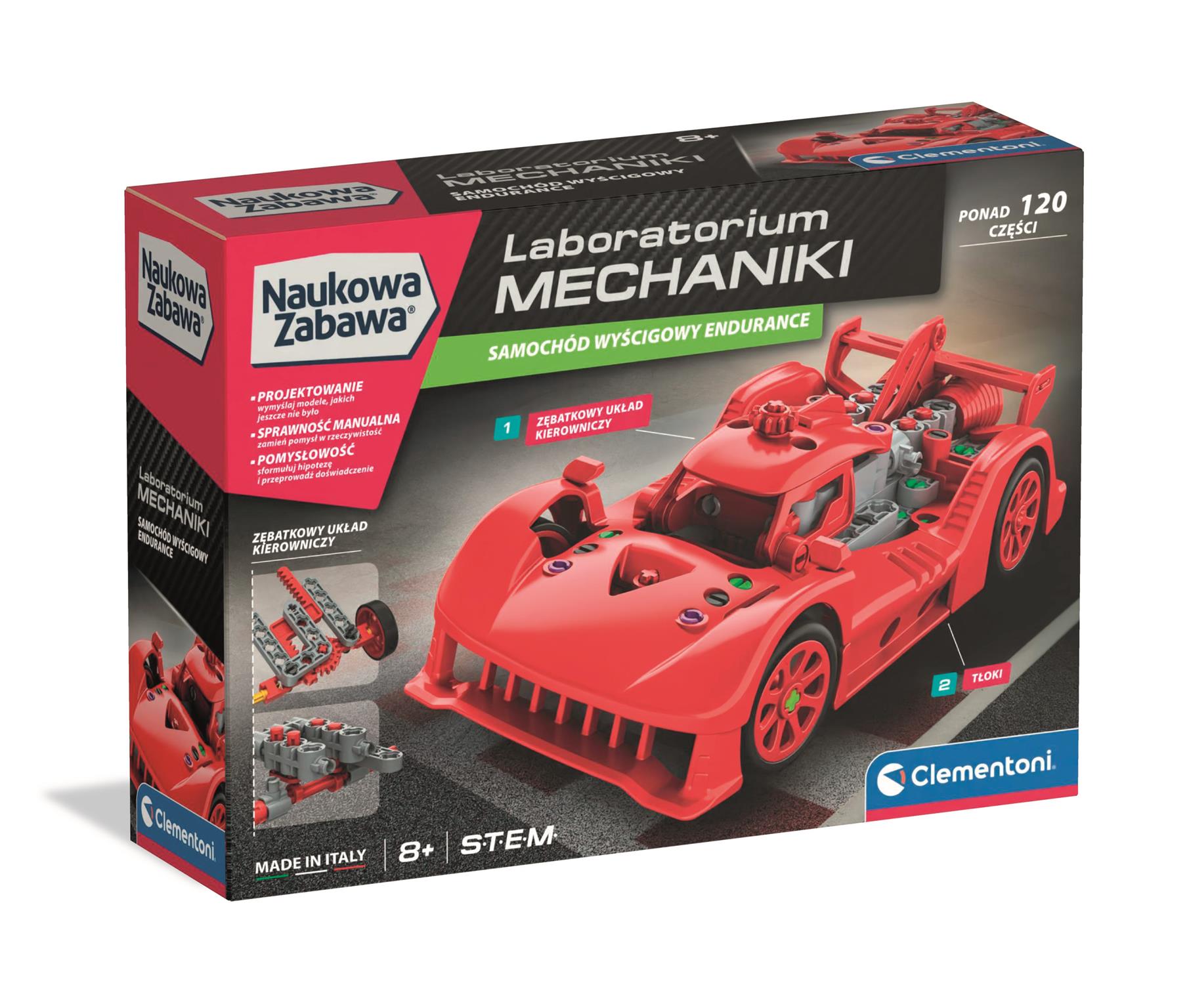 Laboratorium mechaniki samochód wyścigowy Endurance czerwony 50248