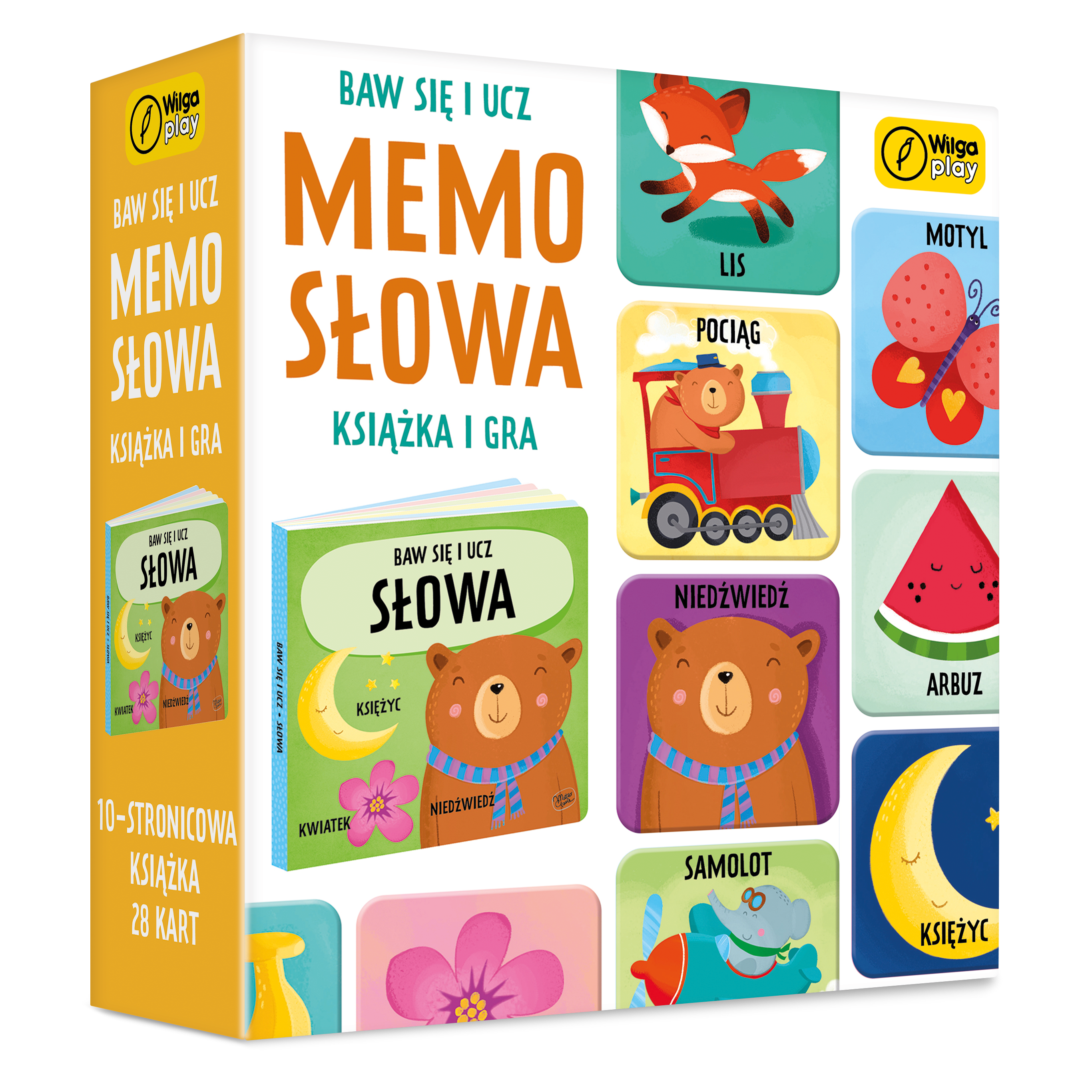 Baw się i ucz Memo Słowa Gra i książka