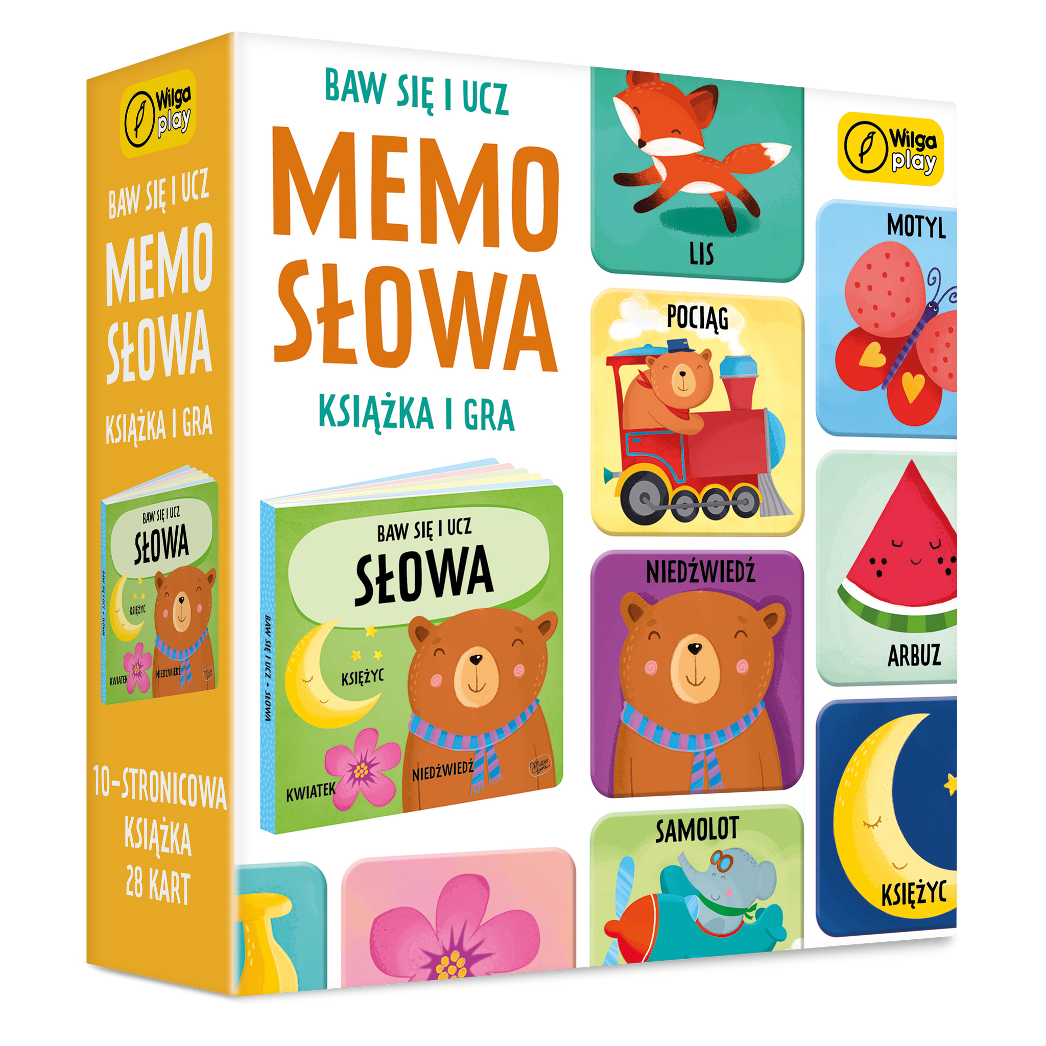 Baw się i ucz Memo Słowa Gra i książka
