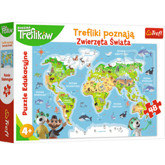 Puzzle 48 edukacyjne Trefliki poznają zwierzęta świata 15552