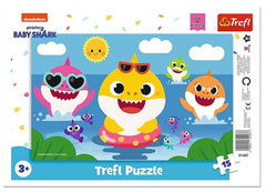Puzzle 15 Ramkowe Wesołe rekiny Baby Shark 31407