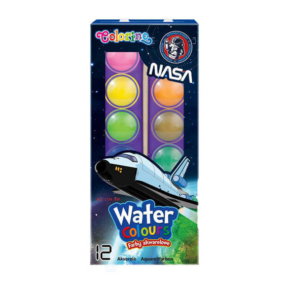 Farby akwarelowe mała pastylka Colorino NASA 12 kolorów