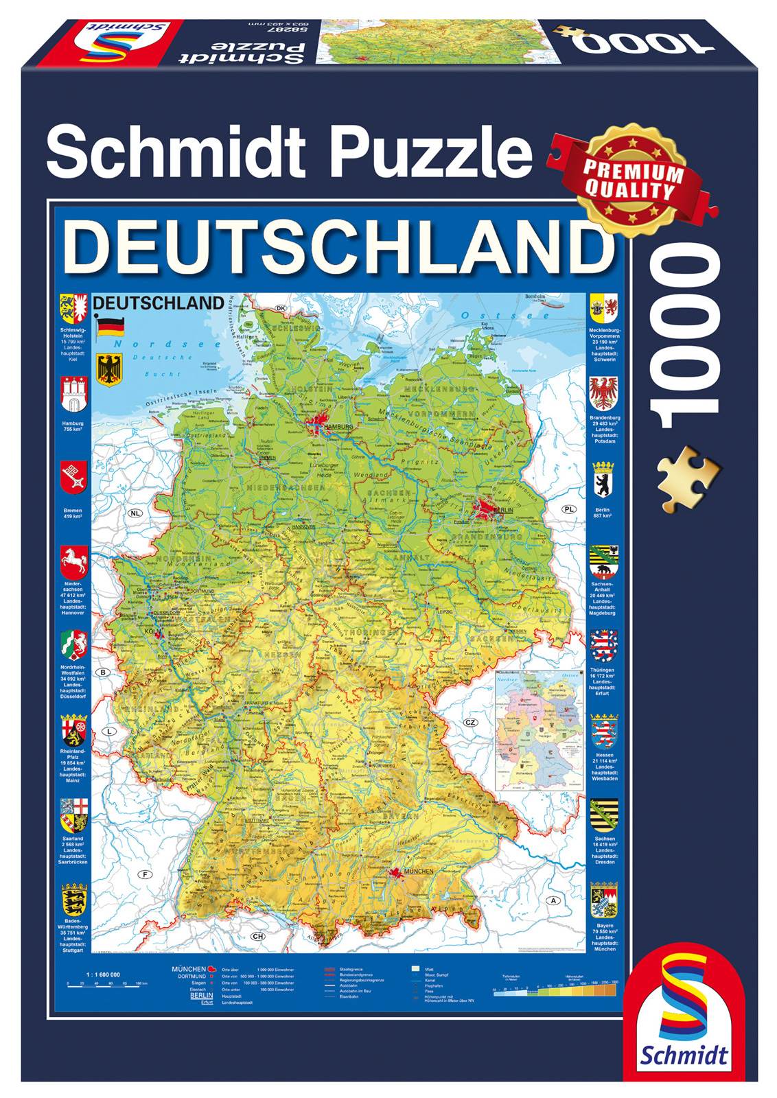 Puzzle 1000 PQ Mapa Niemiec 106613