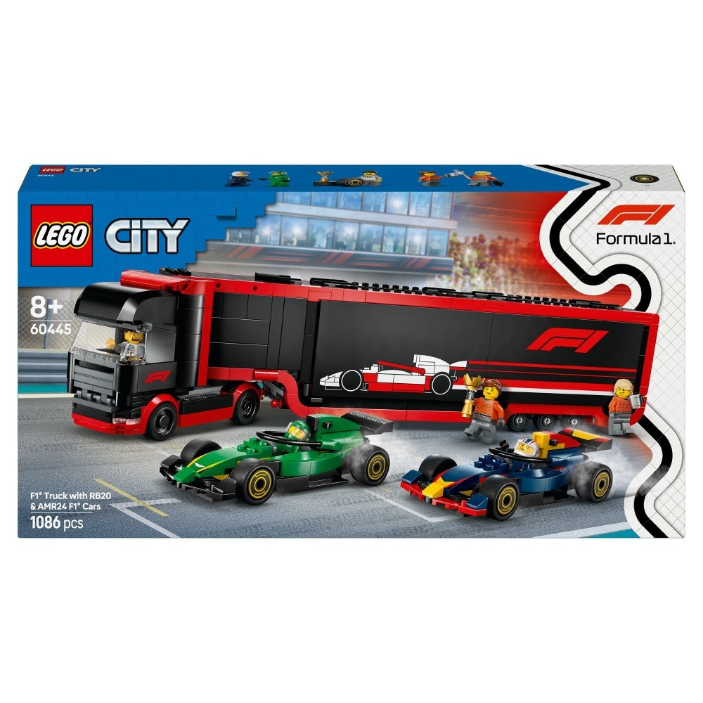 LEGO City F1 Ciężarówka z bolidami RB20 i AMR24 F1 60445