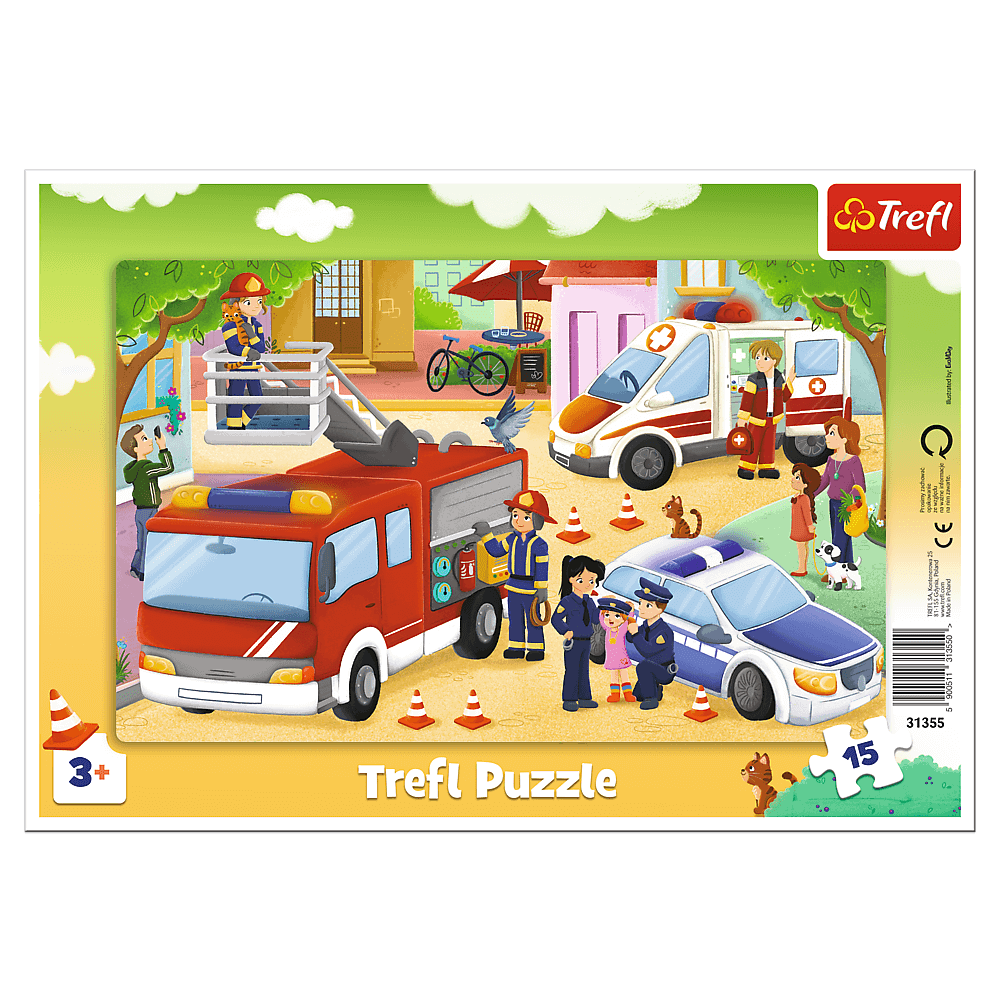 Puzzle 15 ramkowe Pojazdy interwencyjne 31355