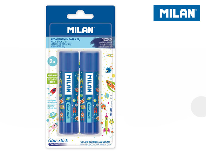 Klej w sztyfcie Milan 21g Super Heroes Space 2 sztuki na blistrze niebieski