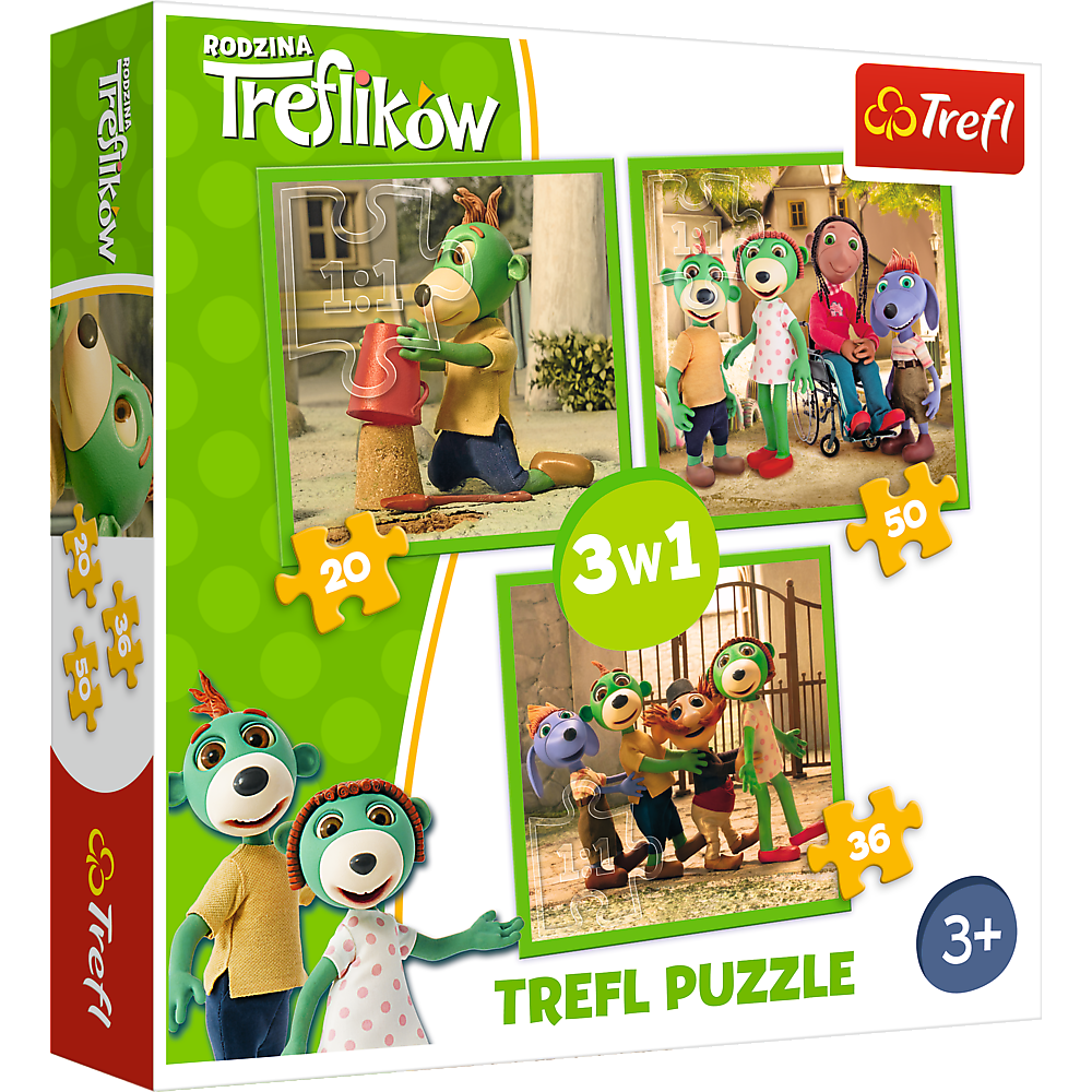 Puzzle 3w1 (20,36,50) Zabawy Treflików 34838
