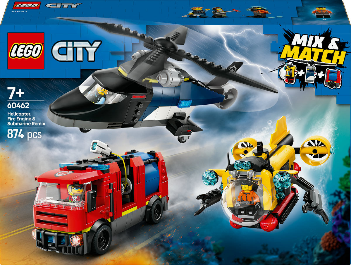 LEGO City Zestaw z helikopterem wozem strażackim i łodzią podwodną 60462