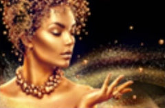 Diamentowa mozaika kobieta czarnoskóra w magicznym pyle nocą NO-1006396