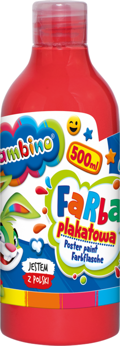 Farba plakatowa 500ml BAMBINO w butelce czerwona