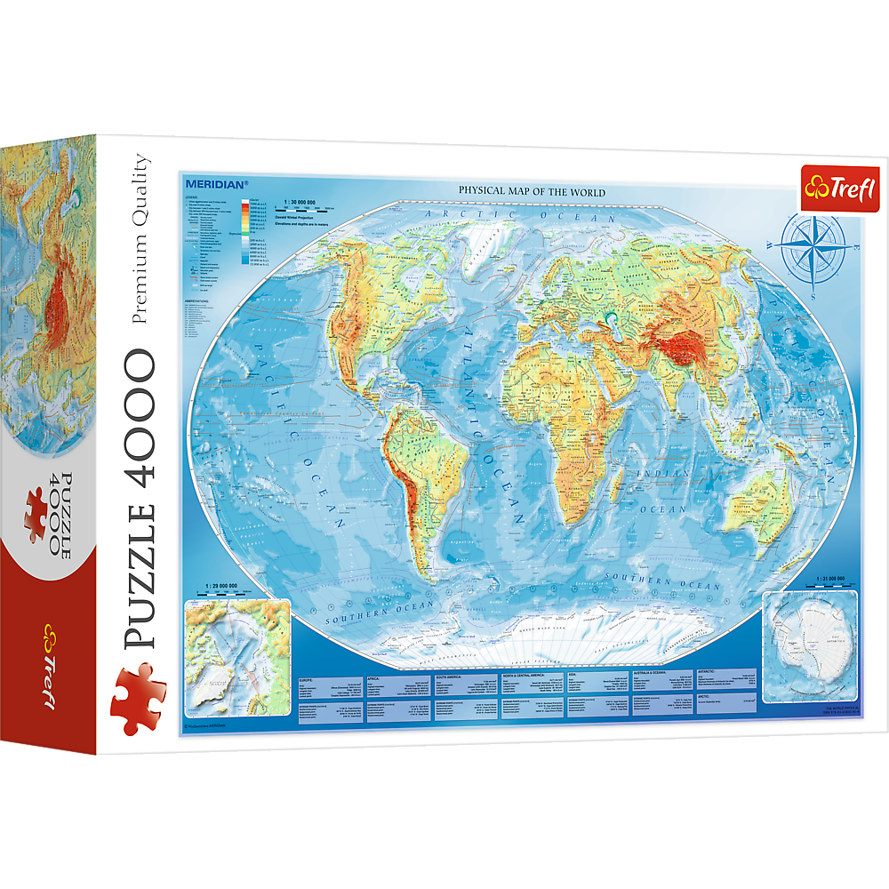 Puzzle 4000 Wielka mapa fizyczna świata 45007