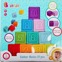 Klocki miękkie gumowe 10 sztuk bambam 432486