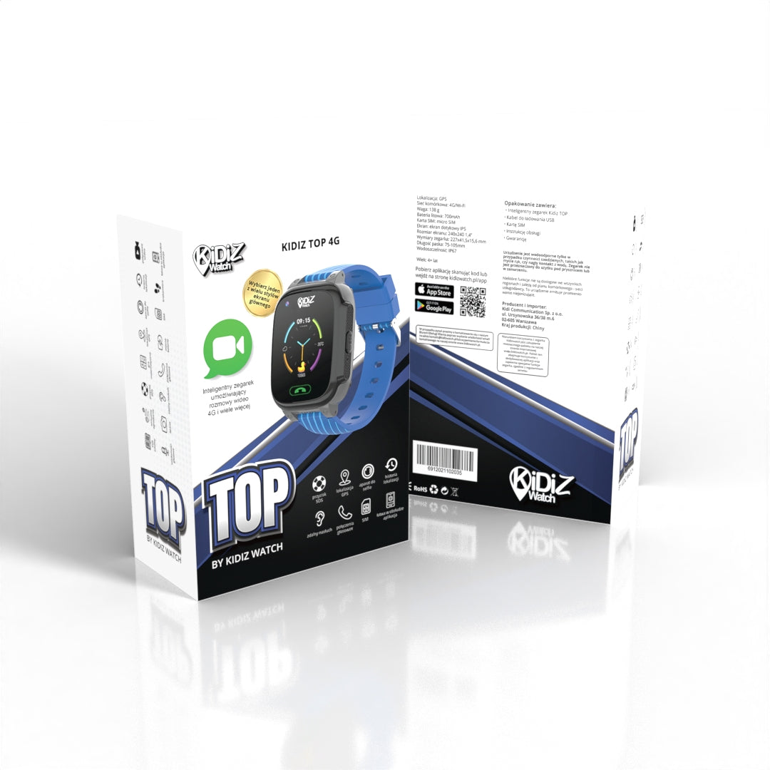 Smartwatch dla dziecka z lokalizacją GPS KiDiZ Top niebieski