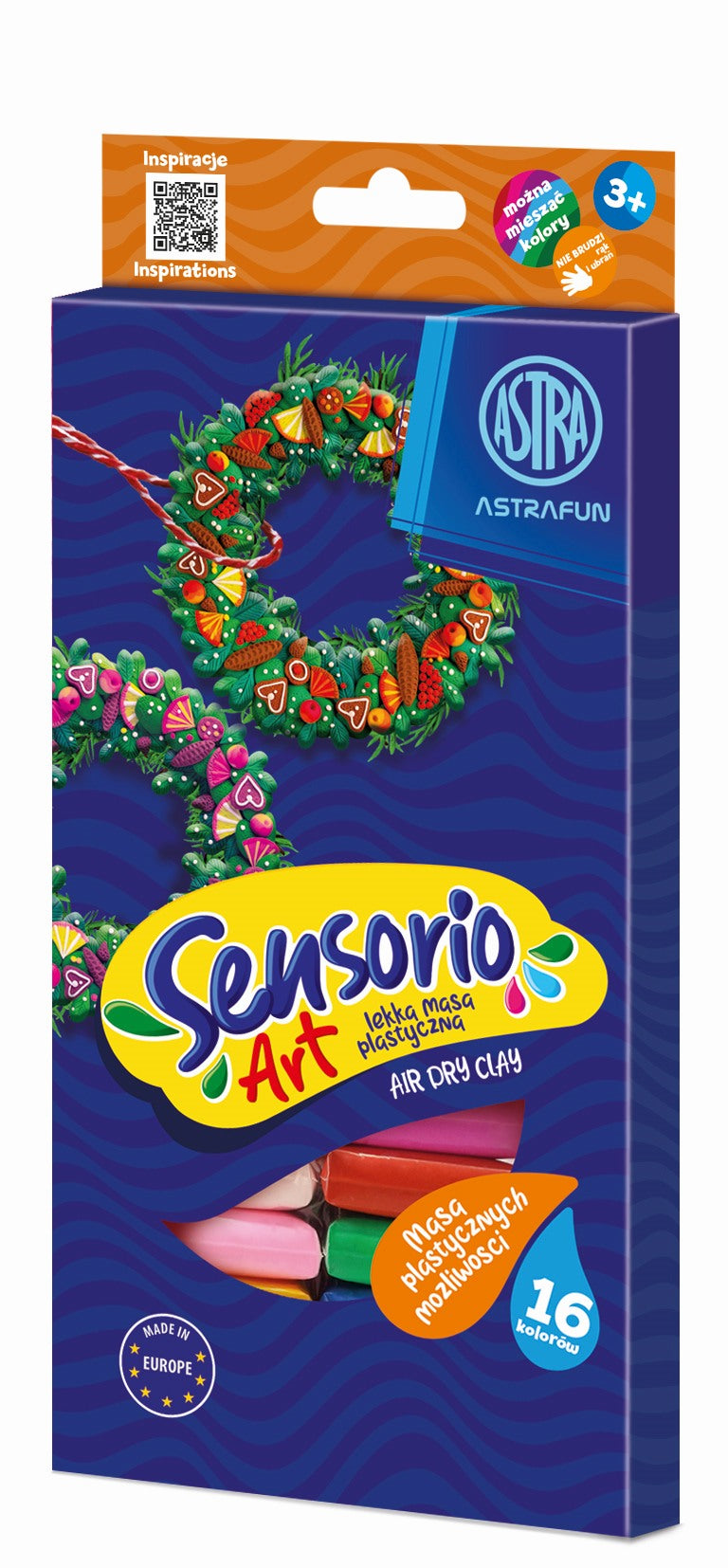 Masa plastyczna Astrafun Sensorio Kids 16 kolorów 1szt.mix