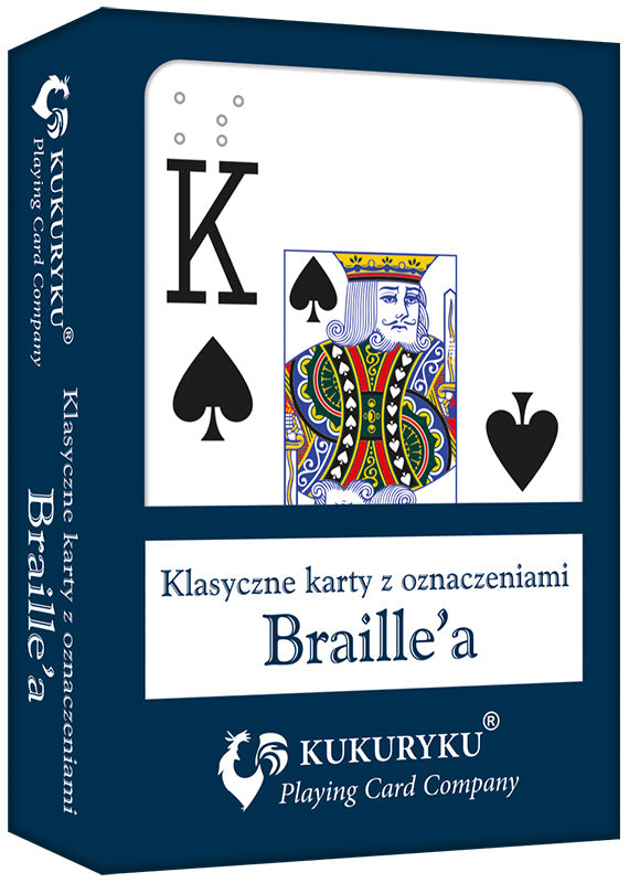 Karty do gry niebieskie ze znakami Braille