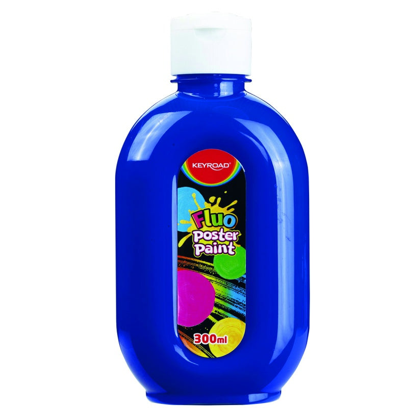 Farba plakatowa 300ml KEYROAD fluorescencyjna neonowa niebieska