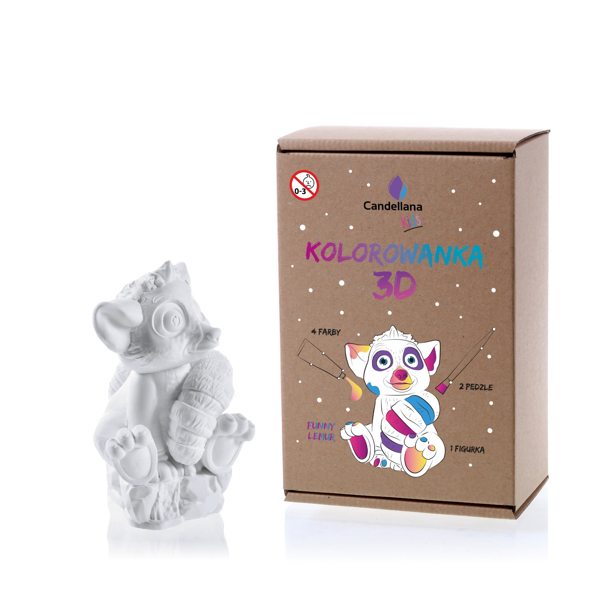 Kolorowanka 3D Funny Lemur