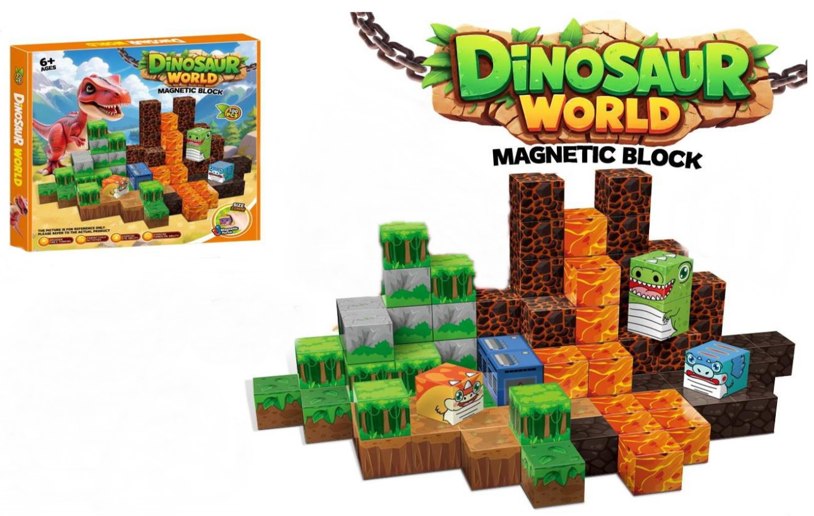 Klocki magnetyczne sześciany Świat Dinozaurów 100 elementów