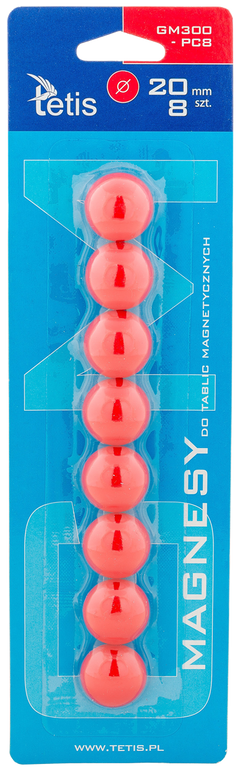 Magnesy do tablic Tetis czerwone gładkie 20mm/8