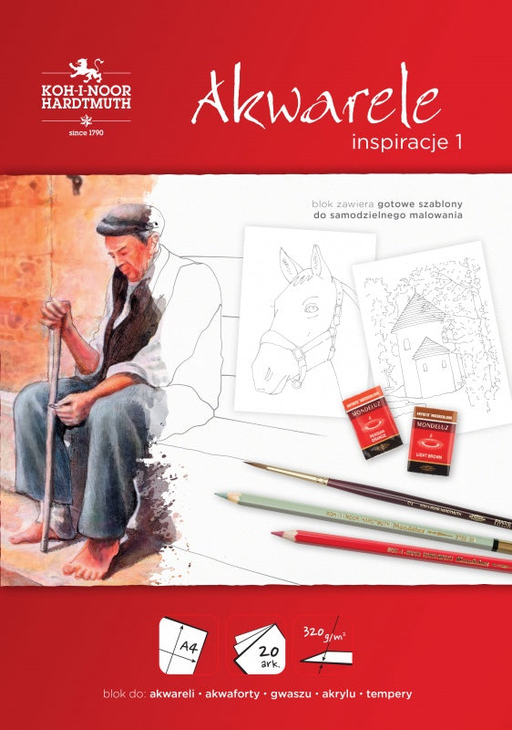 Blok A4 inspiracje akwarele Koh-i-Noor 20 arkuszy 320 g