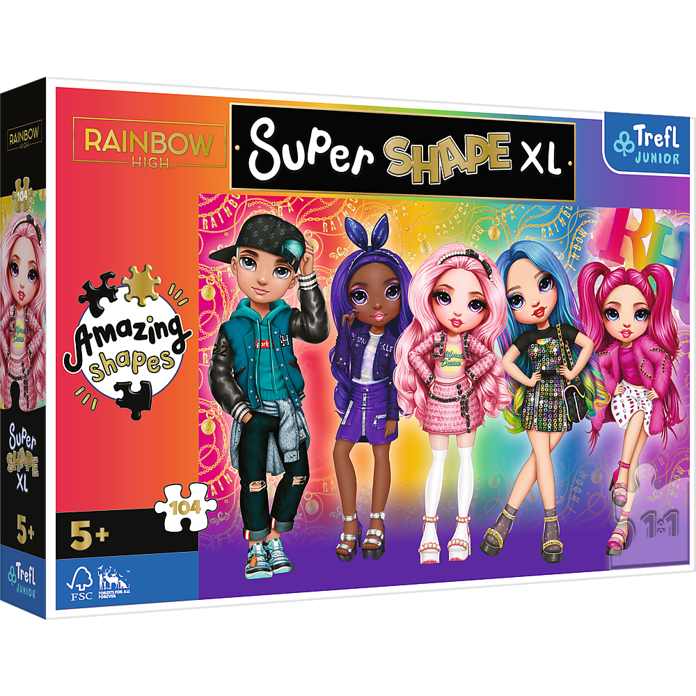 Puzzle 104 XL Super Shape Stylowe Rainbow High 50015