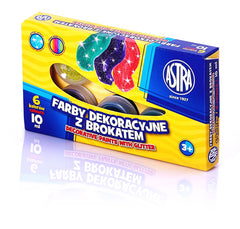 Farby z brokatem dekoracyjne Astra 6 kolorów 10 ml