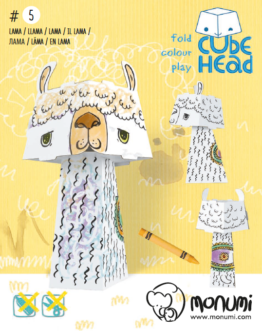 Lama cube head złóż i pokoloruj