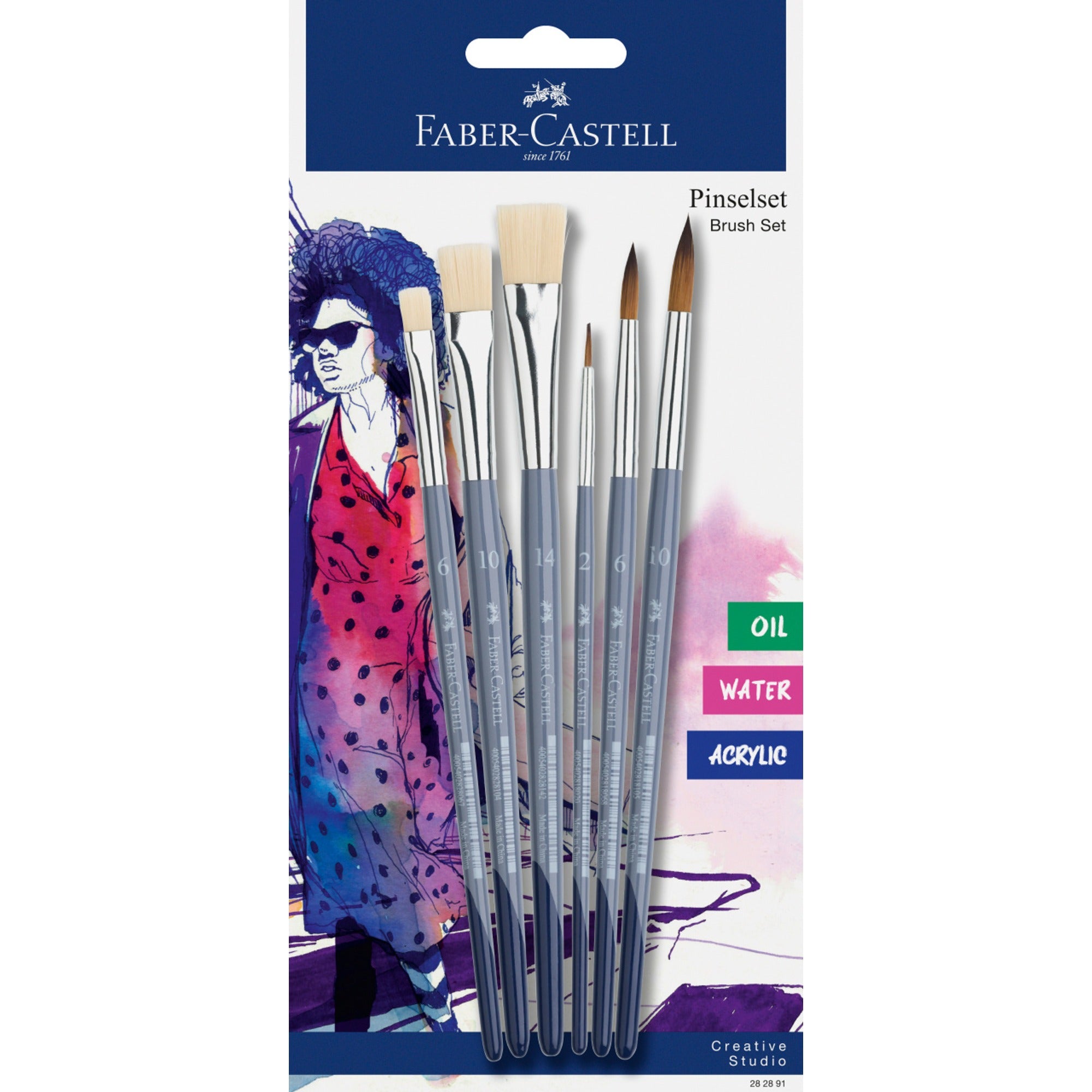 Zestaw pędzelków kreatywnych Faber-Castell 6 szt.
