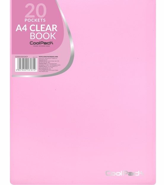 Teczka clear book A4 Coolpack Pastel 20 koszulek róż