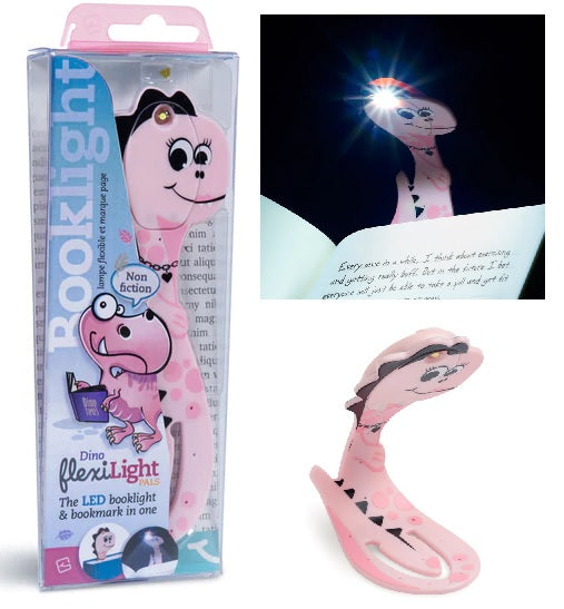 Lampka do książki Dinozaur róż Flexilight PALS