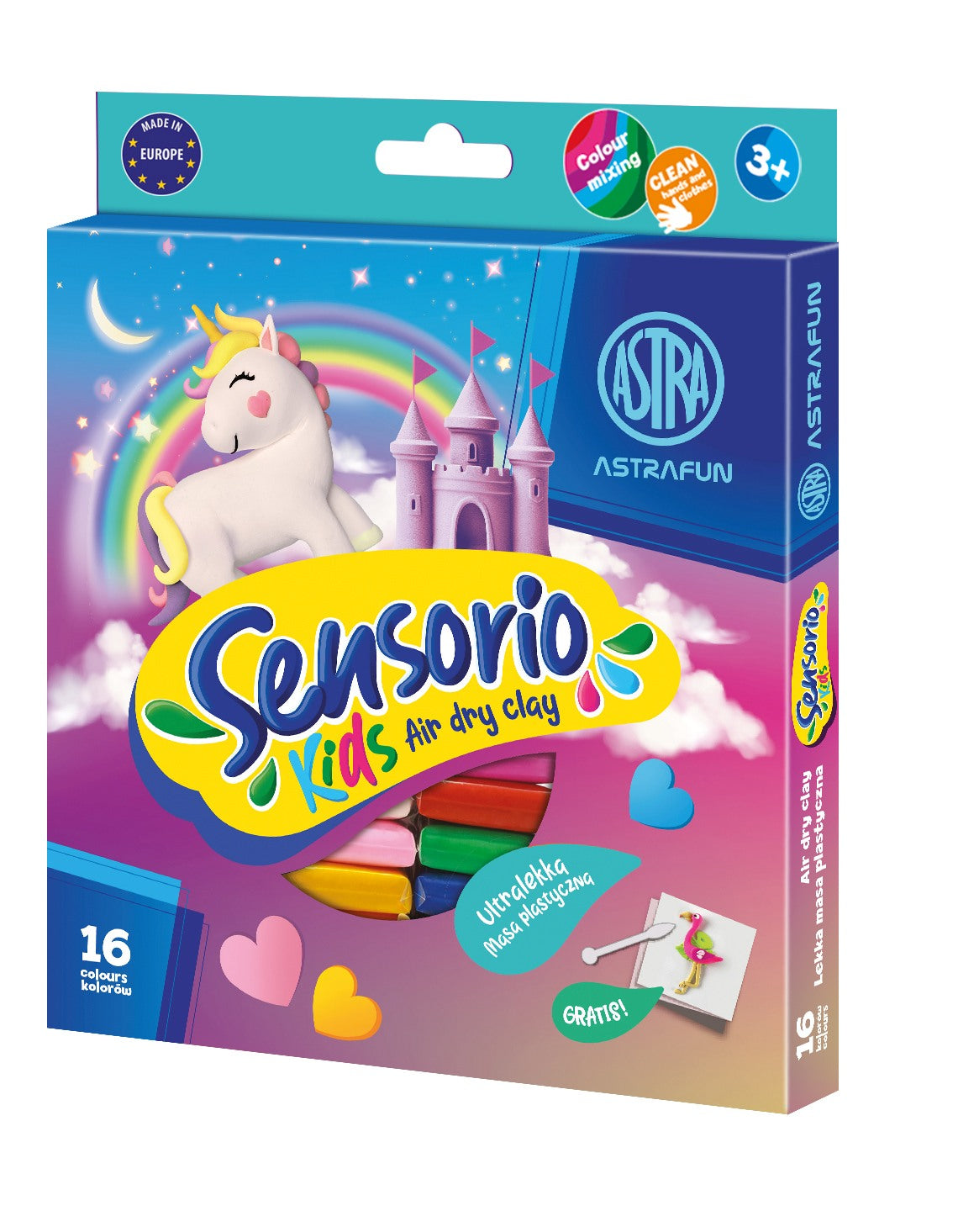 Masa plastyczna Astrafun Sensorio Kids Jednorożec 16 kolorów
