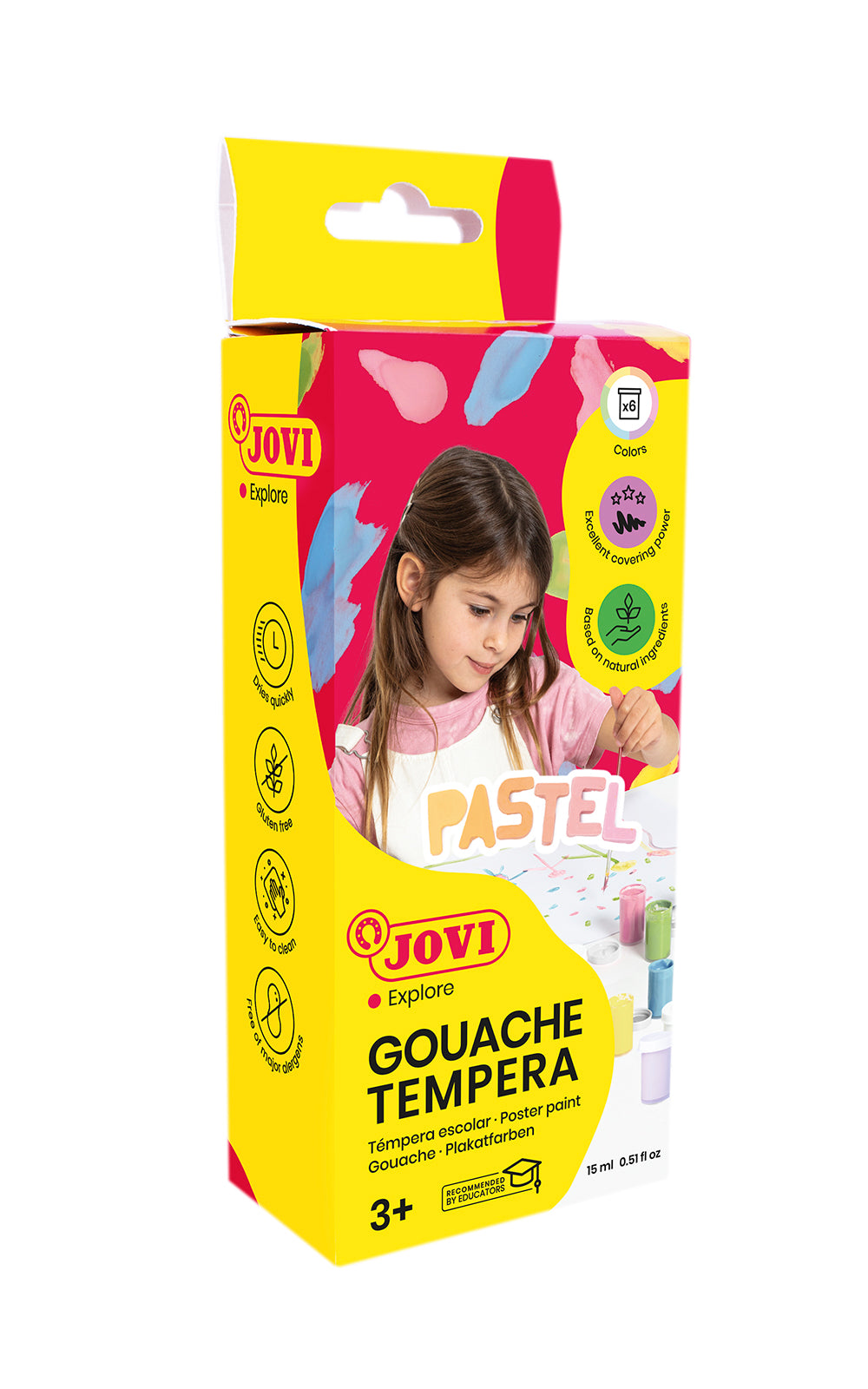 Farby plakatowe pastelowe 6 kolorów po 15ml pędzelek