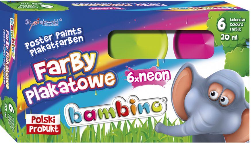 Farby plakatowe Bambino 6 kolorów neon 20ml