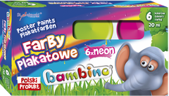 Farby plakatowe Bambino 6 kolorów neon 20ml