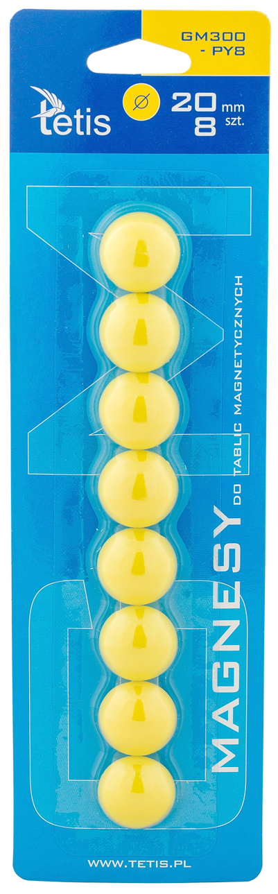 Magnesy do tablic Tetis żółte gładkie 20mm/8