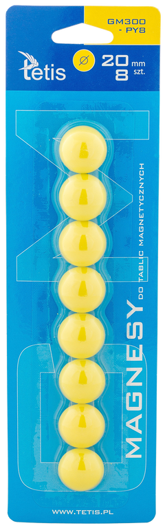 Magnesy do tablic Tetis żółte gładkie 20mm/8